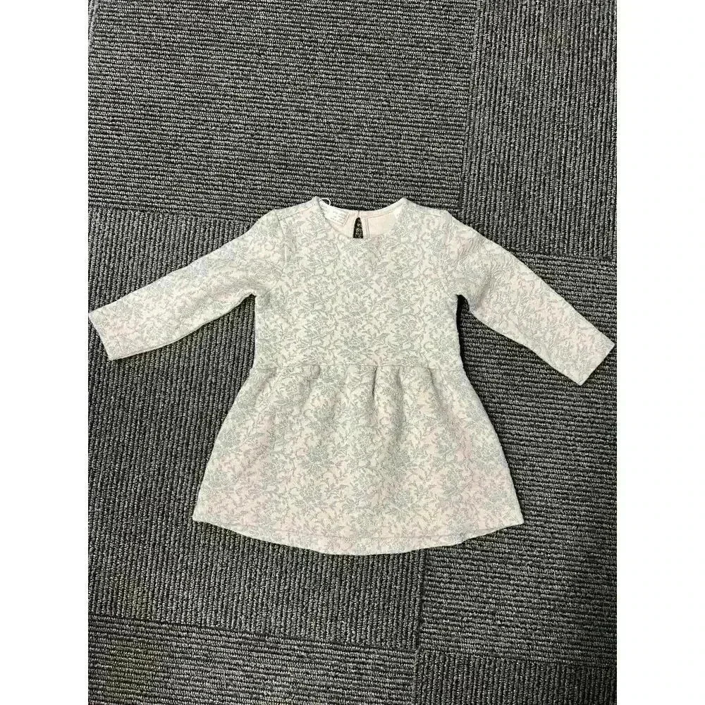 Zara Girl Sparkly Silver Floral Pattern Party Dress Special Occasion 12-18month